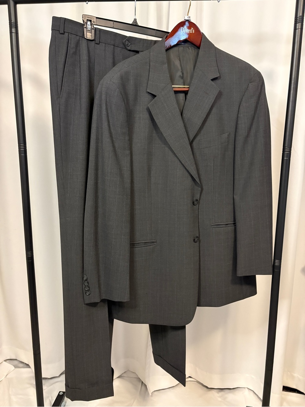 Stafford Men's Charcoal Gray Pinstripe Two-Piece Suit